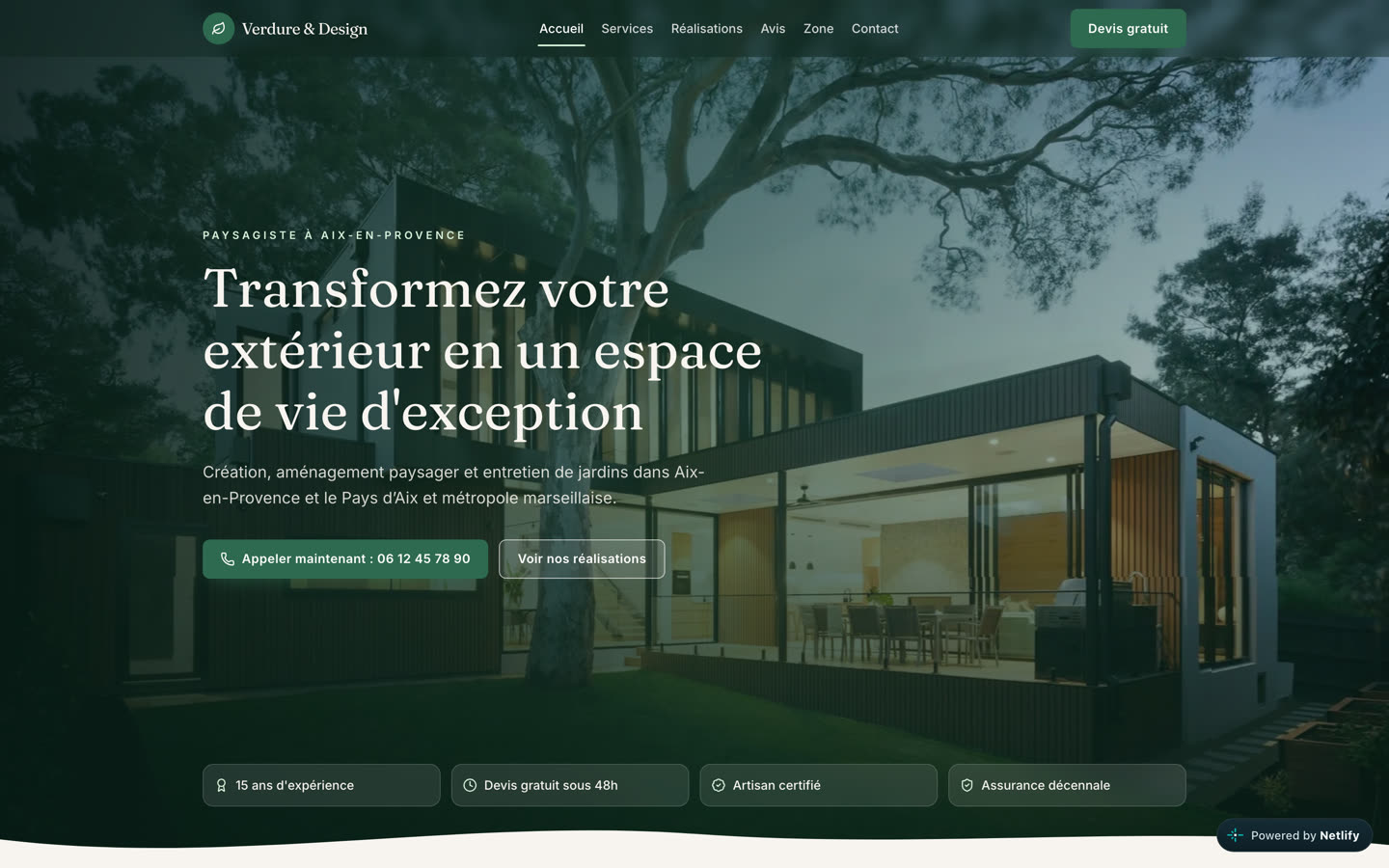 Aperçu d’un site conçu par Soma Digital pour un paysagiste
